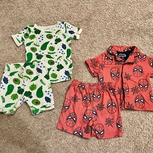 Marvel Spider-Man & Old Navy Avocado/Veggie Print Kids Pajama Sets, Size 4T